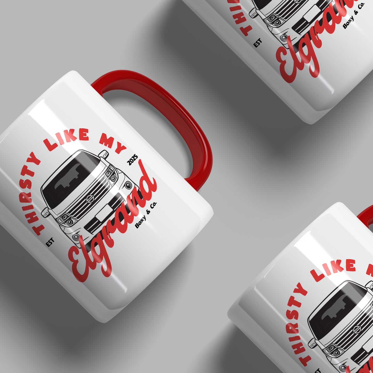“Thirsty Like My Elgrand” Red Two-Tone Mug – E51 Nissan Elgrand Lifestyle Gift