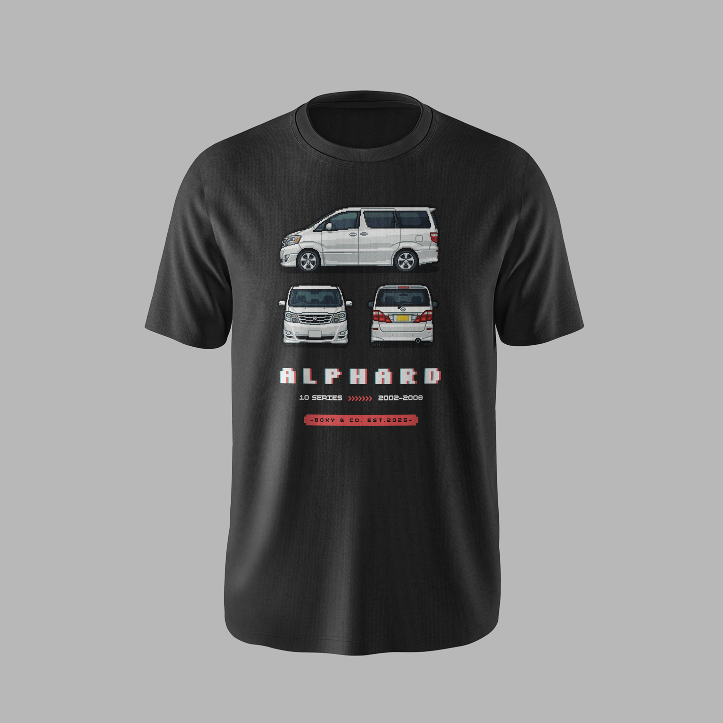 White Toyota Alphard 10 Series 8-Bit Pixel Graphic T-Shirt