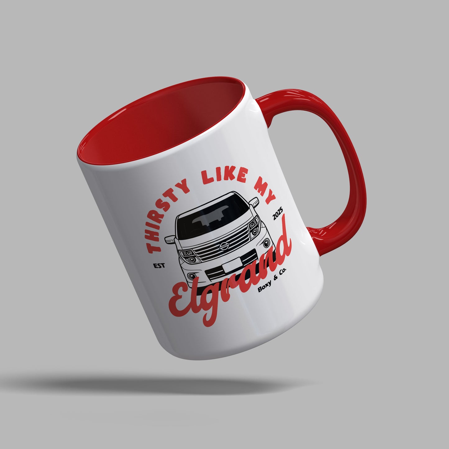 “Thirsty Like My Elgrand” Red Two-Tone Mug – E51 Nissan Elgrand Lifestyle Gift